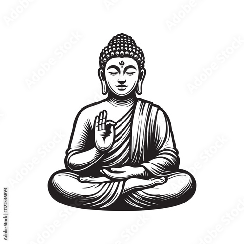 Buddha in Lotus Position Vector