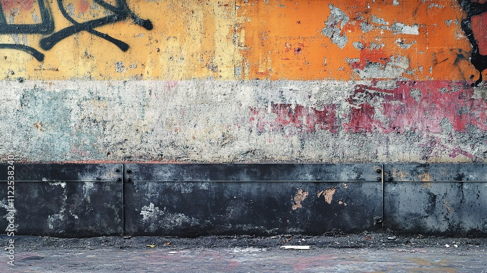 Fototapeta premium Urban Grunge Texture Background with Colorful Weathered Wall