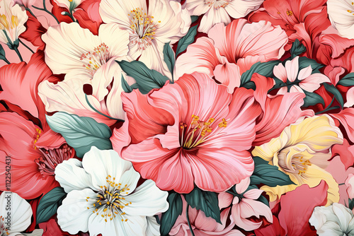 Vibrant Watercolor Floral Seamless Pattern with Flowers