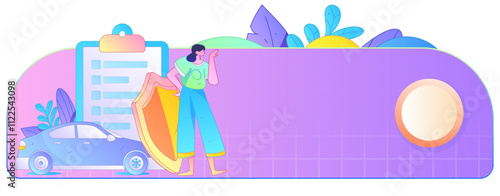 Buy insurance for car flat character vector concept operation illustration
