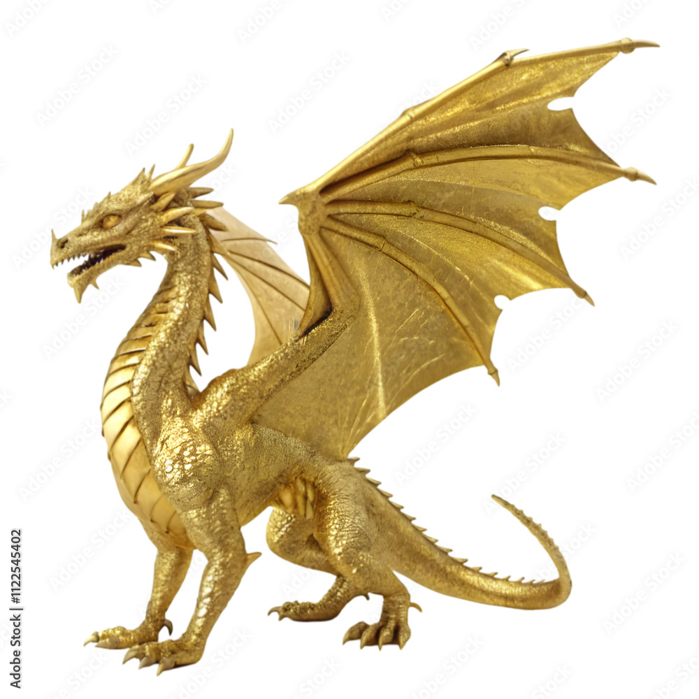 Fototapeta premium chinese golden dragon statue on white background
