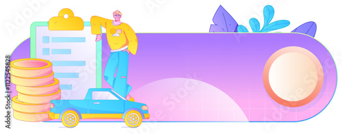 Buy insurance for car flat character vector concept operation illustration
