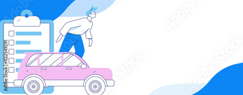 Buy insurance for car flat character vector concept operation illustration
