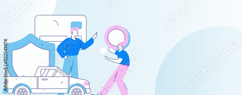Buy insurance for car flat character vector concept operation illustration
