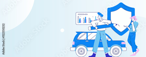 Buy insurance for car flat character vector concept operation illustration
