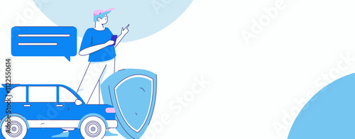 Buy insurance for car flat character vector concept operation illustration

