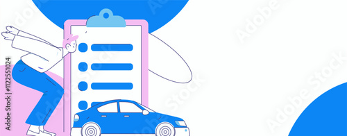 Buy insurance for car flat character vector concept operation illustration
