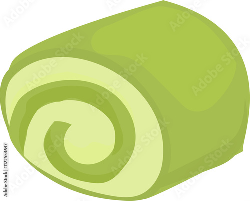 Illustration of a Matcha Swiss Roll Cake.