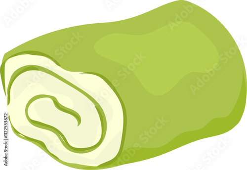 Illustration of a Matcha Swiss Roll Cake.