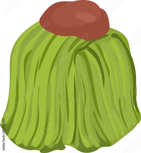 Illustration of Green Tea Mont Blanc Dessert.