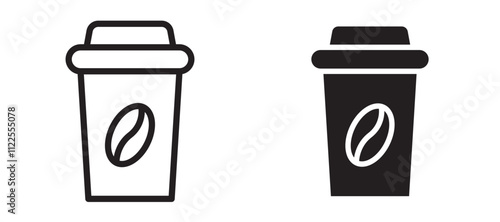 coffee cup vector icon set in black color.