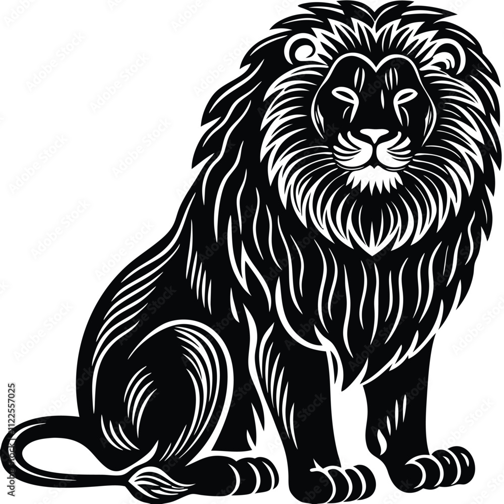 Naklejka premium Lion vector silhouette black vector