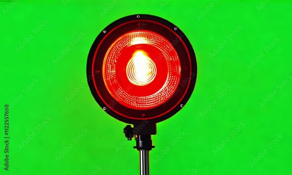red light flashes on green screen