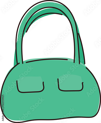 Illustration of a Green Handbag with Dual Straps.