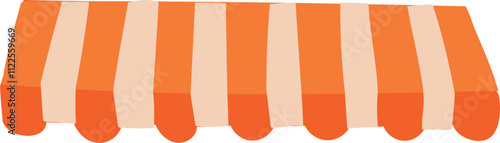 Orange and Beige Striped Awning Illustration.