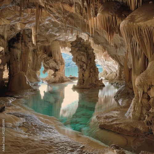 
Interior of Neptune's Grotto, a stalactite cave near Alghero on the island of Sardinia, Italy photo