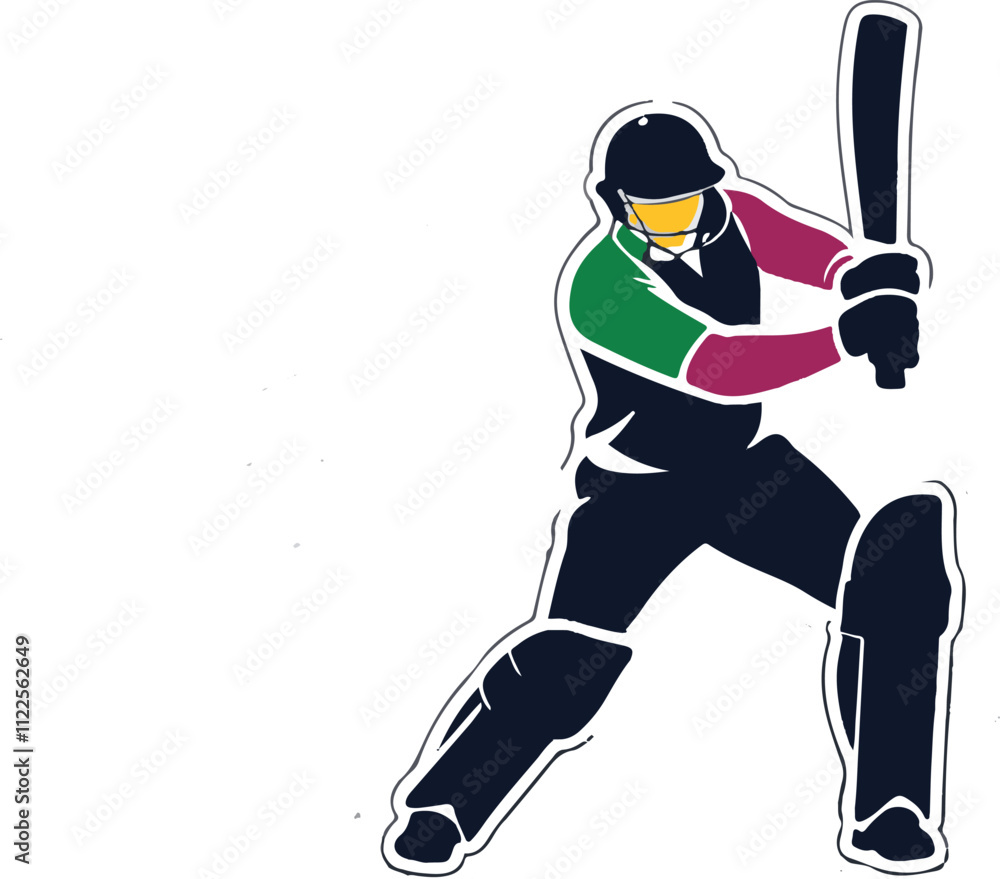 Fototapeta premium a-cricket-player-logo-design-vector-with-a-white background