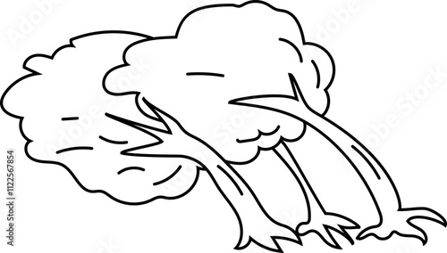 Trees Swaying in Strong Wind Illustration.