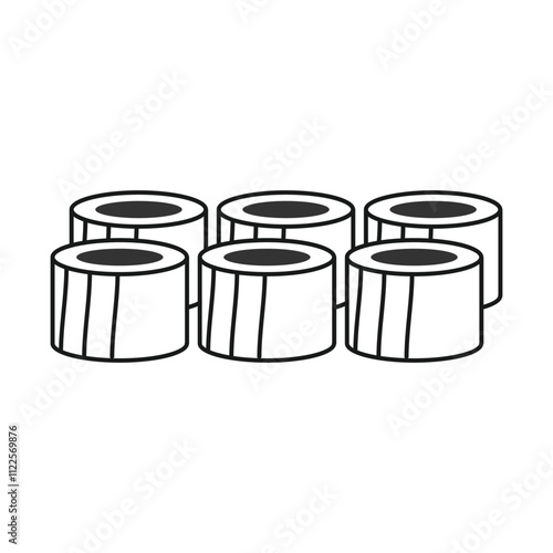 Vector illustration of a set roll, sushi. Asian cuisine. Icons of dishes. Logo.