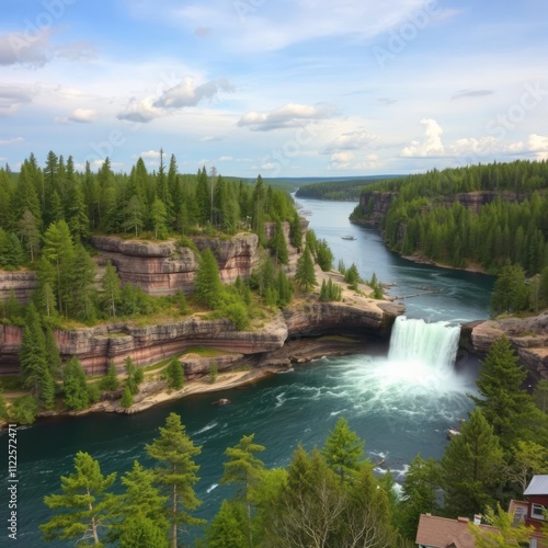 Tahquamenon fall state park inspired longfellow's song of hiawatha michigan River landscapes Ultra realistic Photorealistic landscape photographywater travel sky beautiful tourism outdoor photo