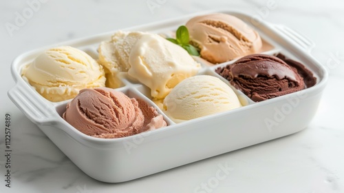 Spumoni ice cream in a dish, showcasing layers of flavors photo