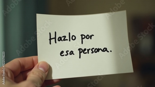 Post-it blanco en primer plano, con la frase 