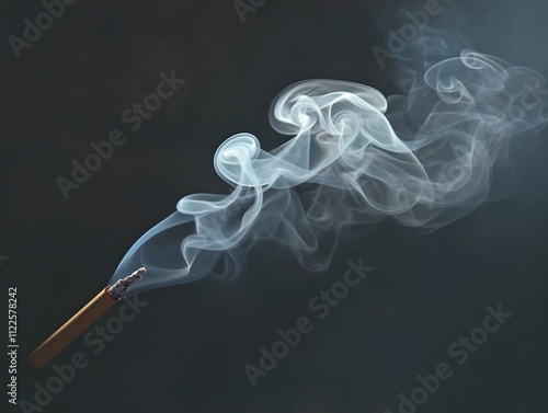 Billowing Smoke from Burning Cigarette or E Cigarette in Monochrome Backdrop