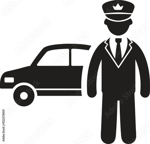 Police Officer with car Icon