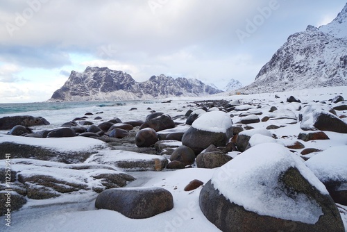 Wallpaper Mural Rocks on the beach during winter season. Torontodigital.ca