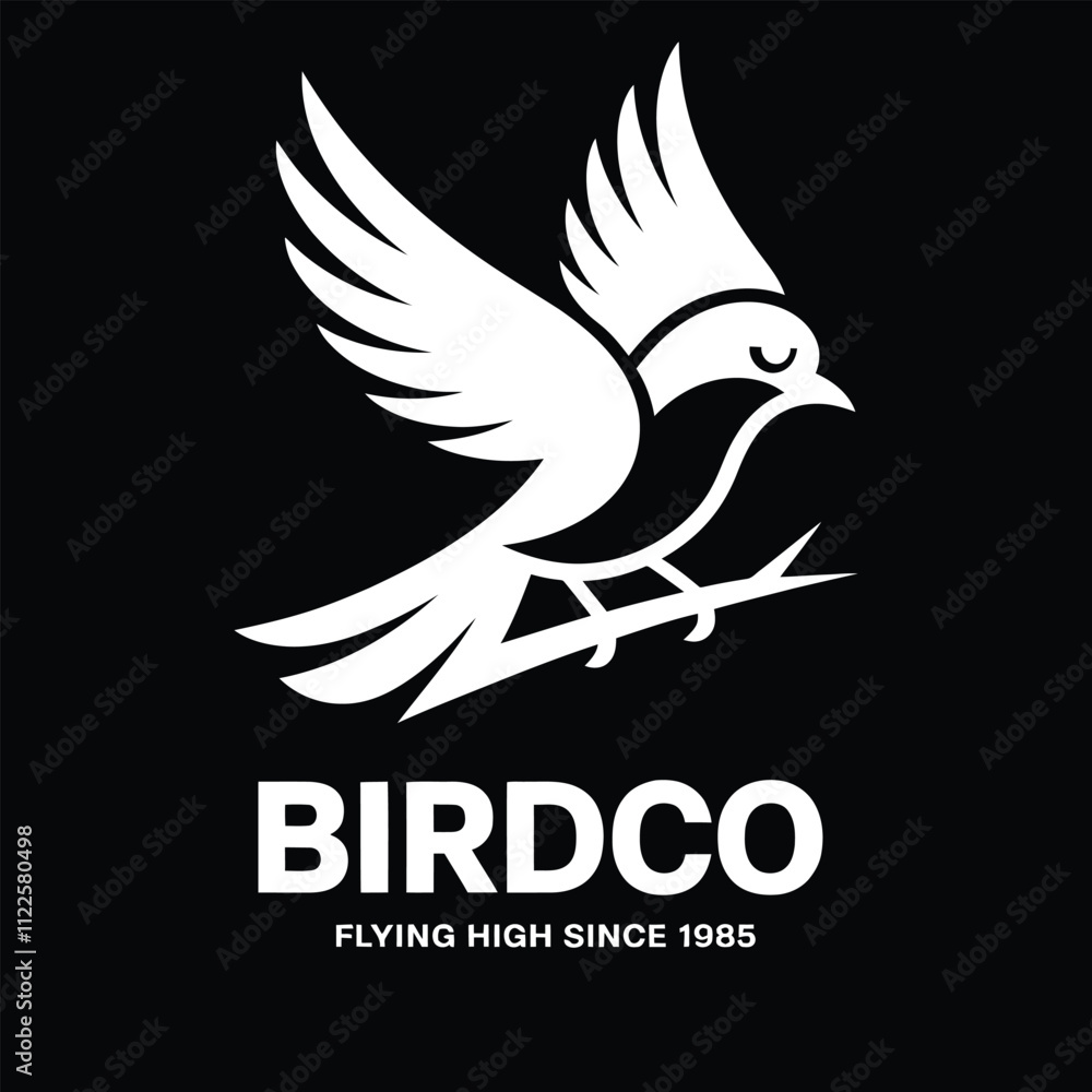 Fototapeta premium Dynamic Bird Logo Design and Illustration - Perfect for Nature, Wildlife, and Travel Branding | Bird Logo | Animal Logo Illustration | Bird | Logo | Logo Design