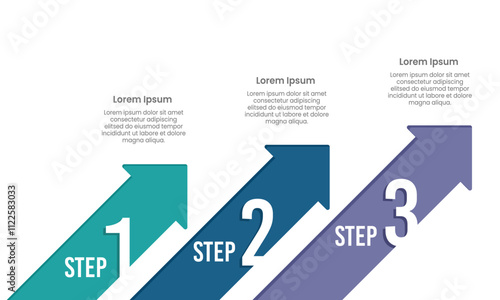 3 Steps to Success Diagonal Arrow Infographic. Presentation, Data, Information, Report and Banner. Vector illustration.