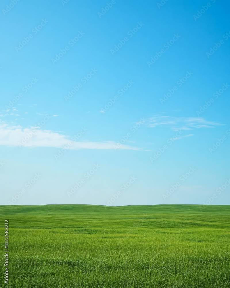 Obraz premium Vast green fields under a bright blue sky showcasing natural beauty and tranquility