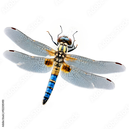 Migrant hawker dragonfly Aeshna mixta long slender blue and black body large transparent wings with photo