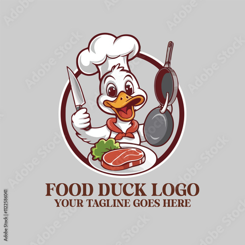Dynamic Food Duck Chef Logo - Perfect for Restaurants, Catering, and Culinary Branding | Duck Chef Logo | Food Logo Illustration | Duck | Chef | Logo Design


