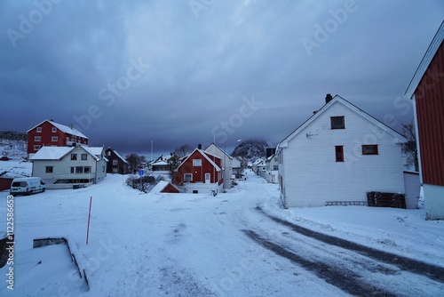 Obraz na płótnie Beautiful town during winter season at Norway. w salonie