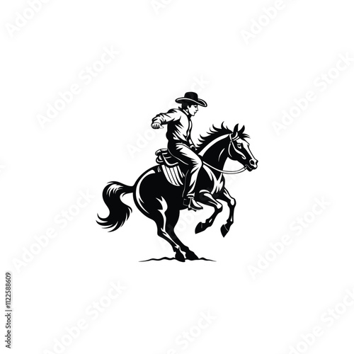 Cowboy Riding Horse Clipart Vector