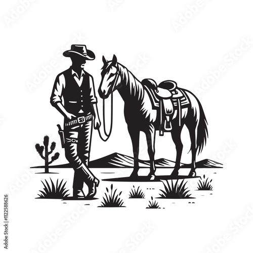 Wallpaper Mural Cowboy Riding Horse Clipart Vector Torontodigital.ca