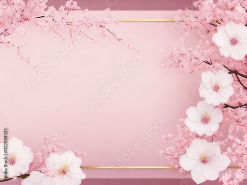 Pink Background with Sakura Flower