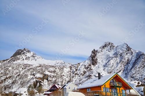 Obraz na płótnie Beautiful fisherman village during winter season at Norway. w salonie