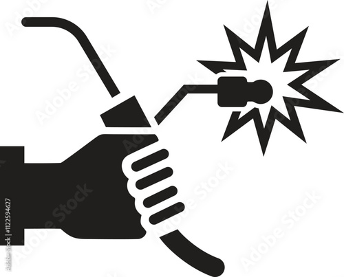 Hand holding a welding torch icon
