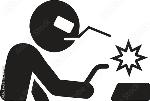 Welder with a mask using a torch icon
