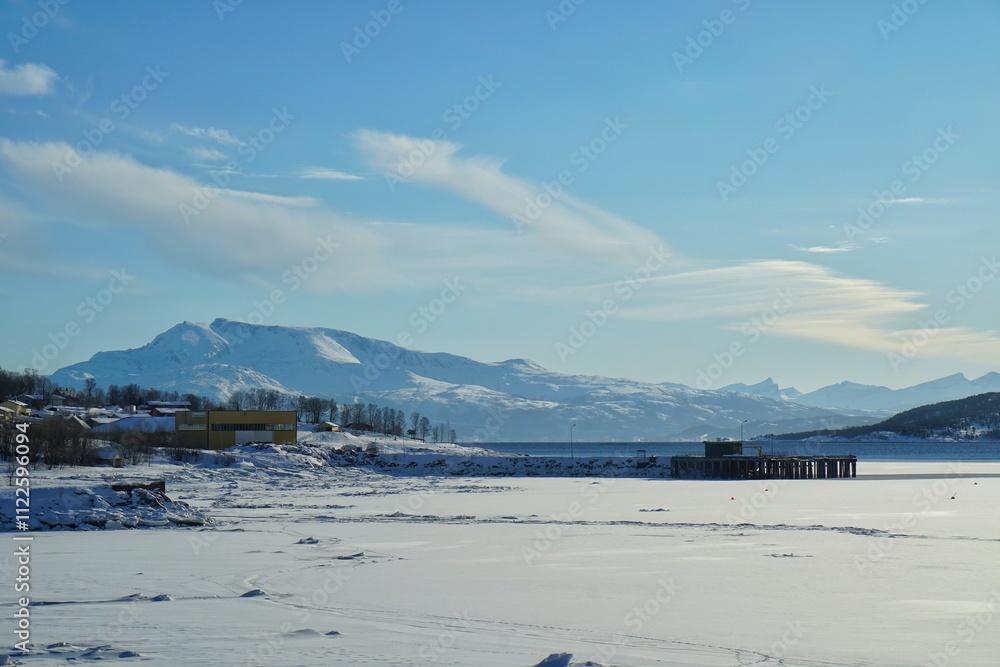 Beautiful coast during winter season at Norway.