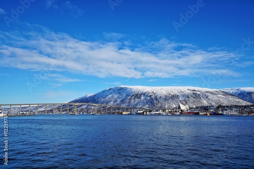 Beautiful snow mountain durin winter season.  photo