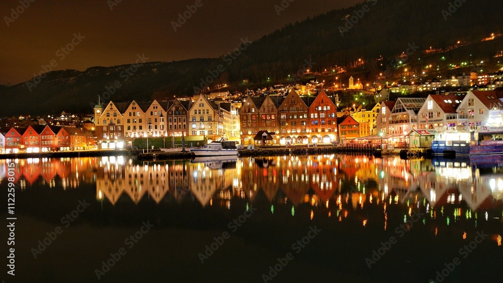 Bergen city during night time.