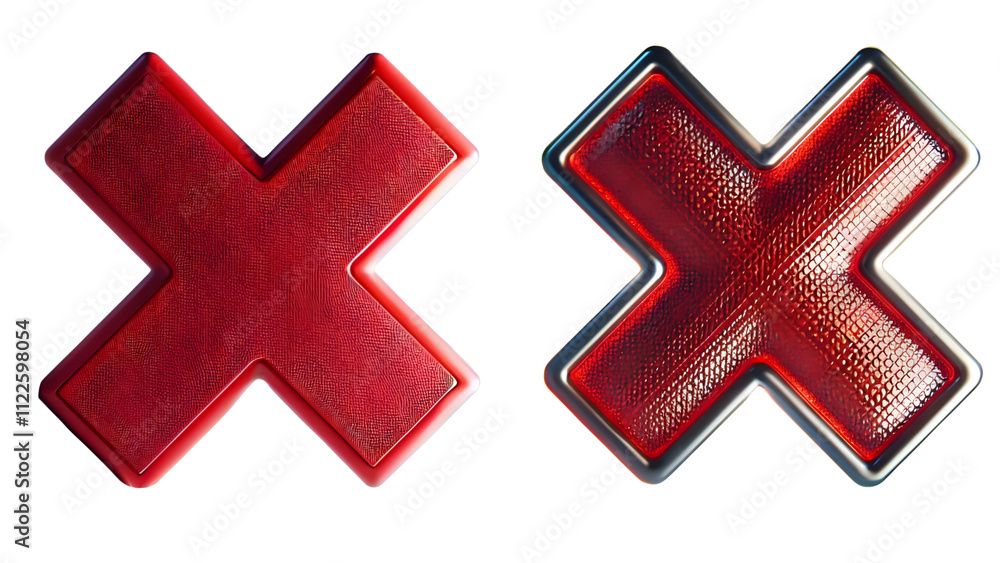 Obraz premium A set of two red coss icon isolated on transparent background, png file