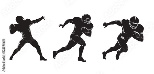 American football player illustration silhouette  set 