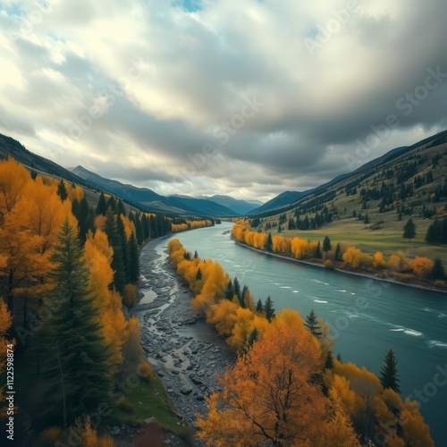 Cloudy day in autumn along the bitterroot river near missoula montana usa River landscapes Ultra realistic Photorealistic landscape photographywater travel sky beautiful tourism outdoor photo