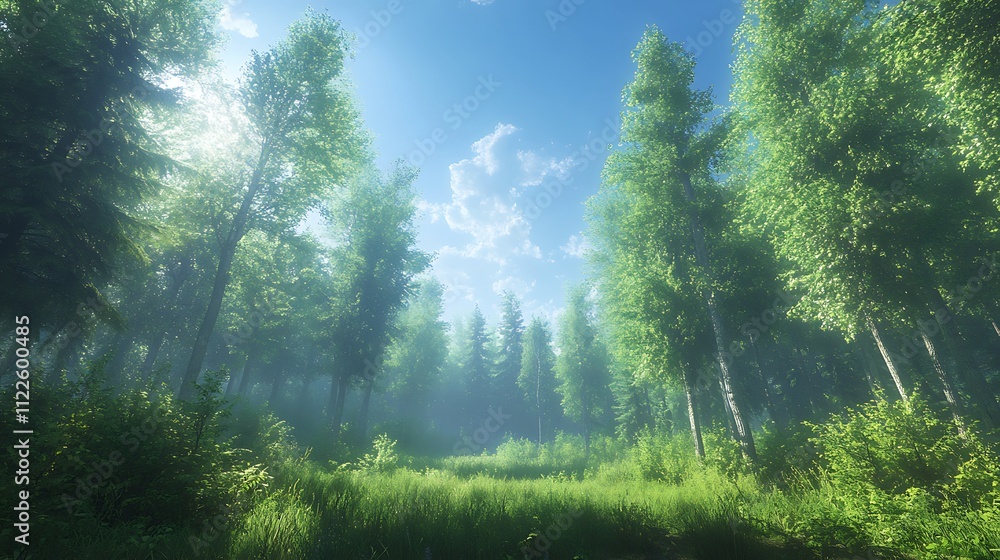 Fototapeta premium Exploring lush green forests nature digital art serene environment