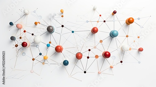 Colorful pins and wires forming a complex network.