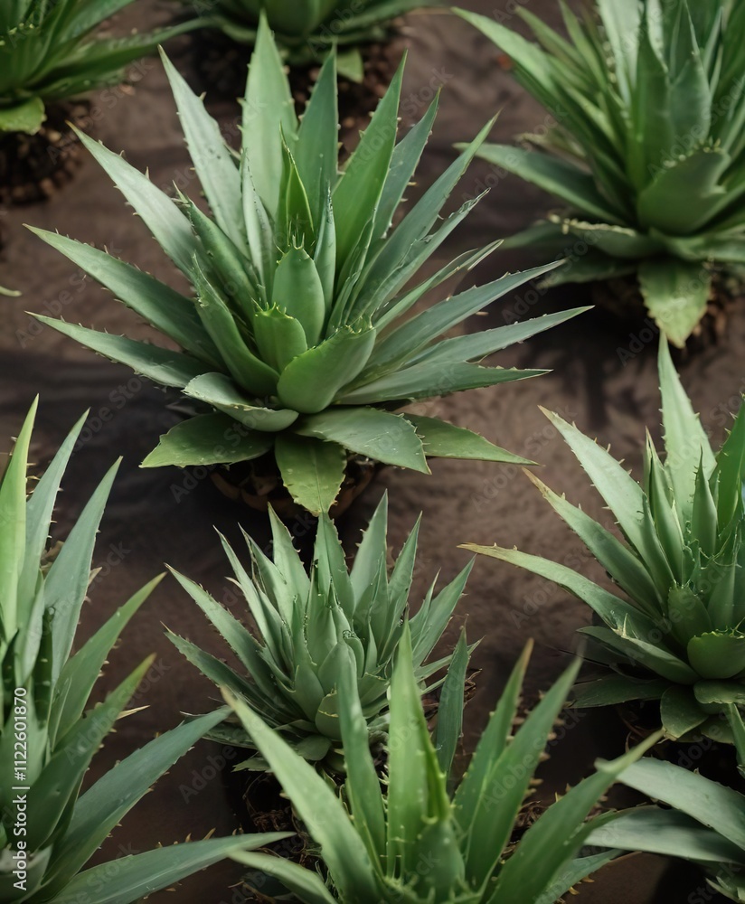 Obraz premium A collection of aloe vera leaves in different stages of maturity , foliage, plant development, botanical photography